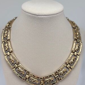 Elegant 80s vintage Italian-style two tone‎ panther collar necklace